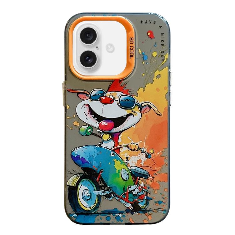 For iPhone Air Animal Pattern Oil Painting Series PC + TPU Phone Case(Motorcycle Dog)