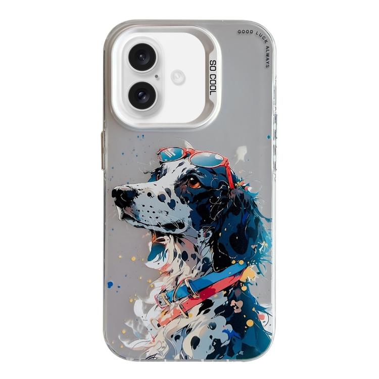 For iPhone Air Animal Pattern Oil Painting Series PC + TPU Phone Case(Spotted Dog)
