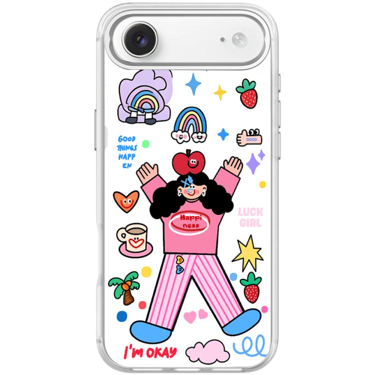 For iPhone Air Apple Little Girl Pattern Magnetic Phone Case(Transparent White)