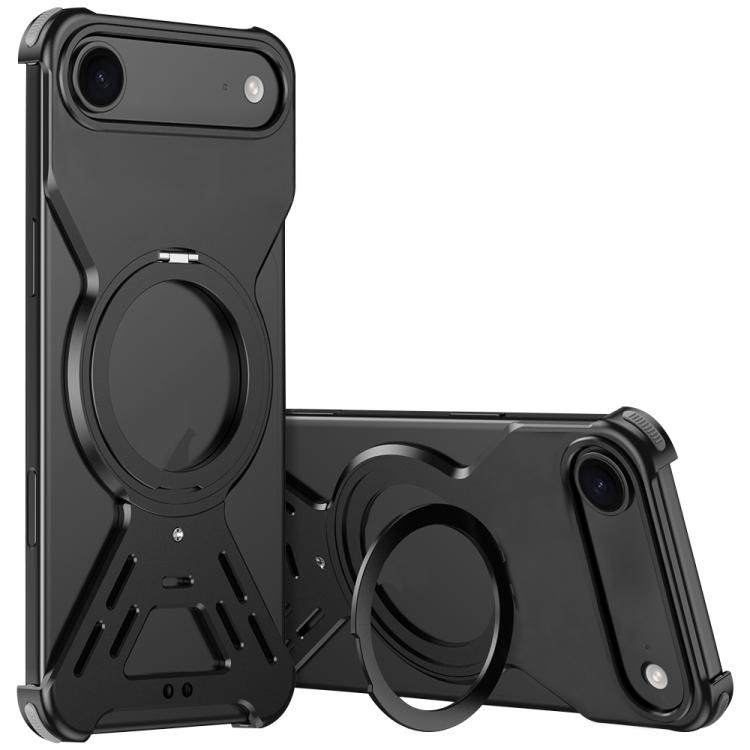 For iPhone Air Armor 360 Holder Frameless Alloy MagSafe Phone Case(Black)