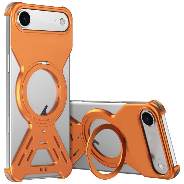 For iPhone Air Armor 360 Holder Frameless Alloy MagSafe Phone Case(Orange)