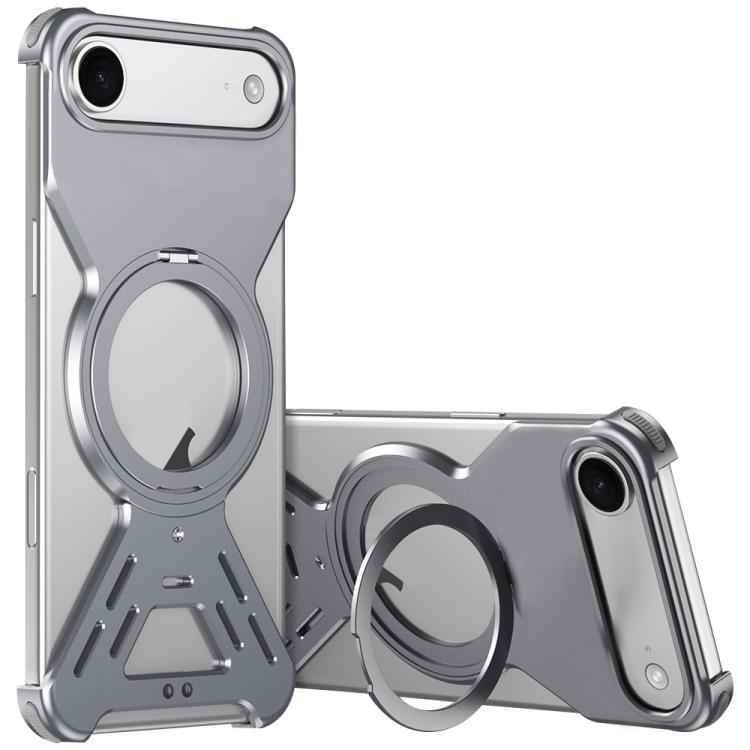 For iPhone Air Armor 360 Holder Frameless Alloy MagSafe Phone Case(Space Gray)