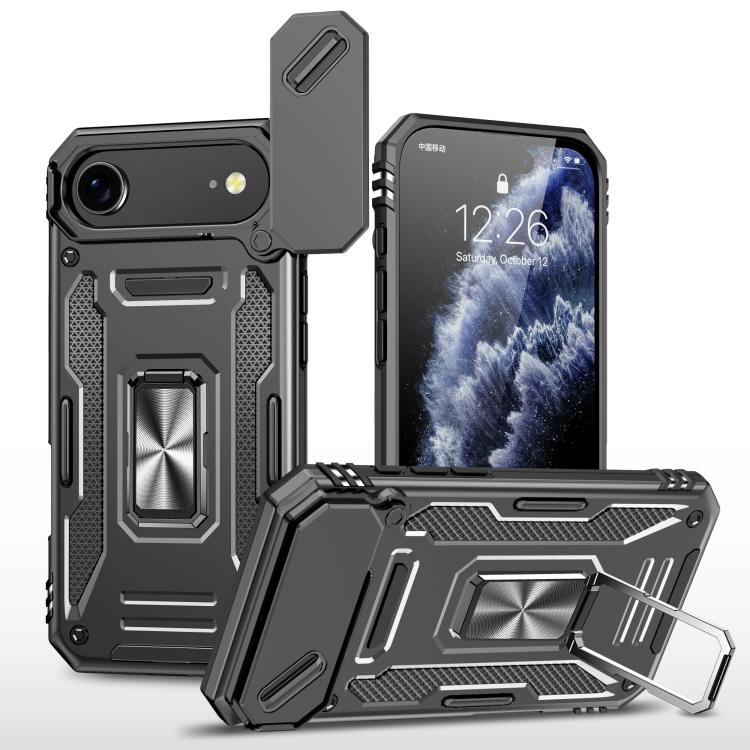 For iPhone Air Armor PC + TPU Camera Shield Phone Case(Black)