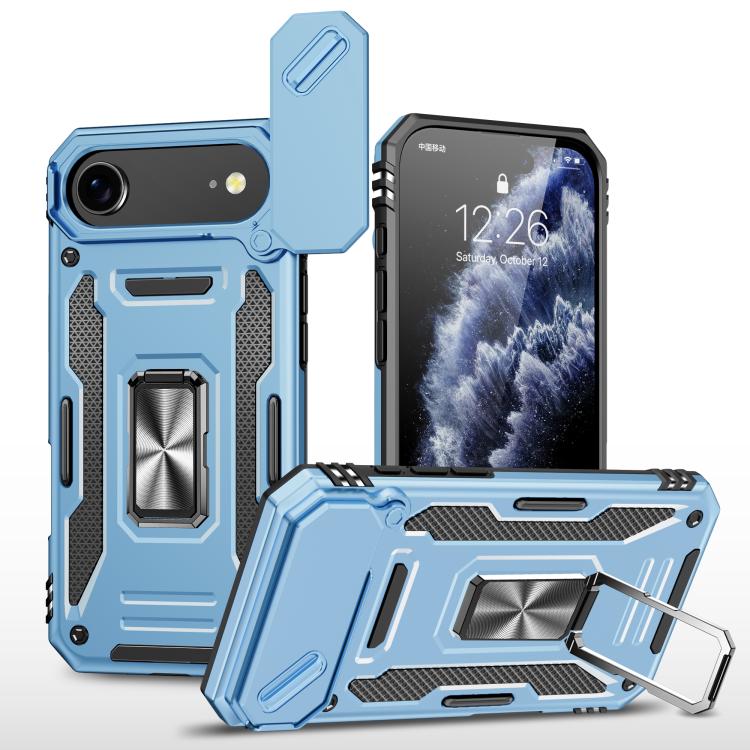 For iPhone Air Armor PC + TPU Camera Shield Phone Case(Light Blue)