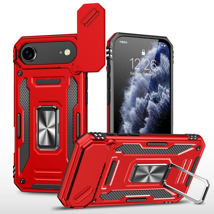 For iPhone Air Armor PC + TPU Camera Shield Phone Case(Red)