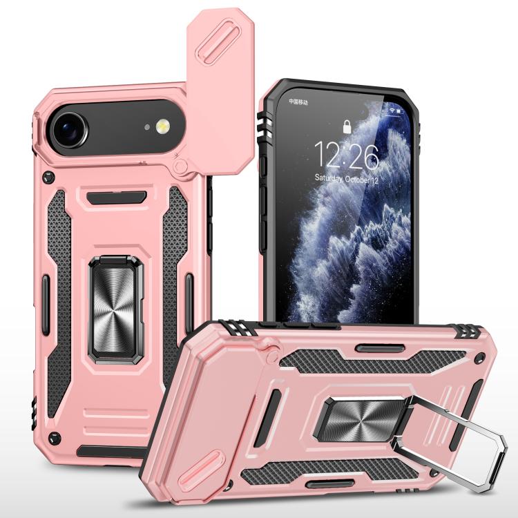 For iPhone Air Armor PC + TPU Camera Shield Phone Case(Rose Gold)