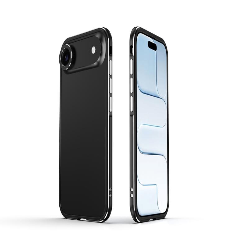 For iPhone Air Aurora Series Lens Protector + Metal Frame Phone Case(Black Silver)