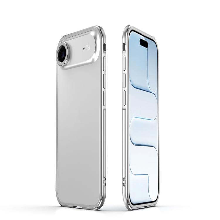 For iPhone Air Aurora Series Lens Protector + Metal Frame Phone Case(Silver)