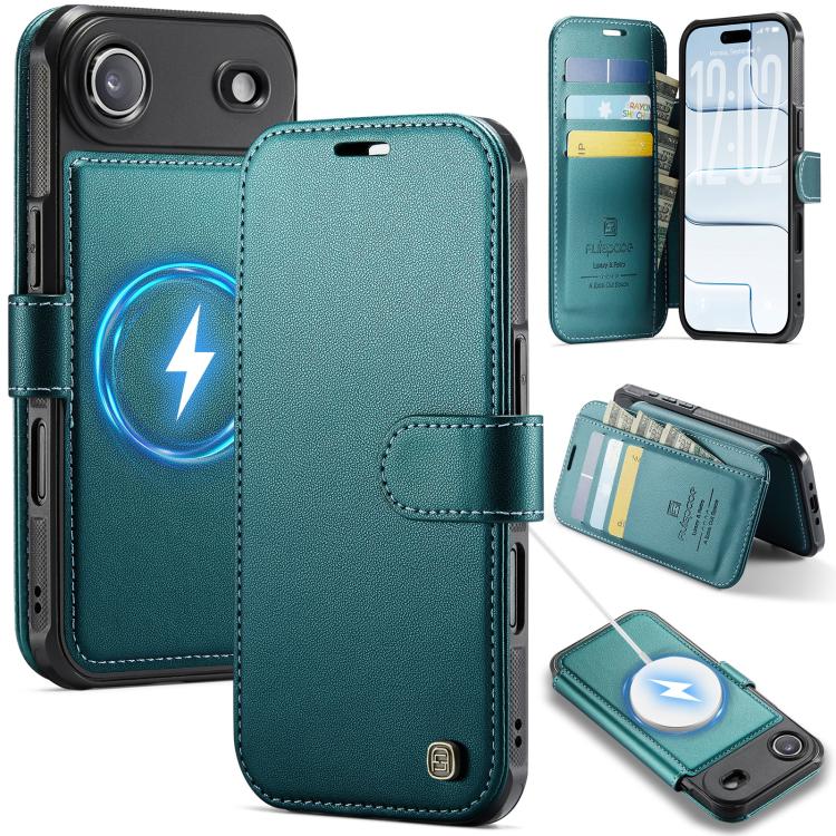 For iPhone Air AutSpace A15 Retro Magnetic Clasp Vegan Leather Phone Case(Green)