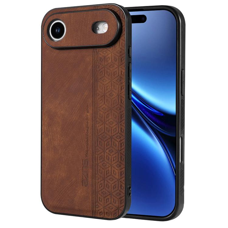 For iPhone Air AZNS 3D Embossed Skin Feel Phone Case(Brown)