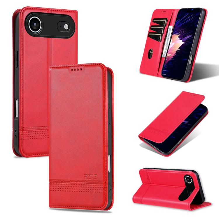 For iPhone Air AZNS Magnetic Calf Texture Flip Leather Phone Case(Red)
