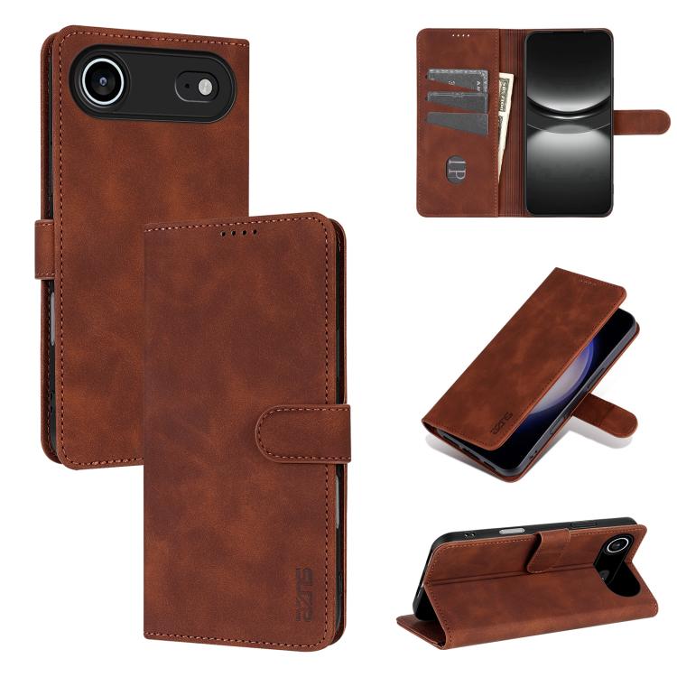 For iPhone Air AZNS Skin Feel Calf Texture Flip Leather Phone Case(Brown)