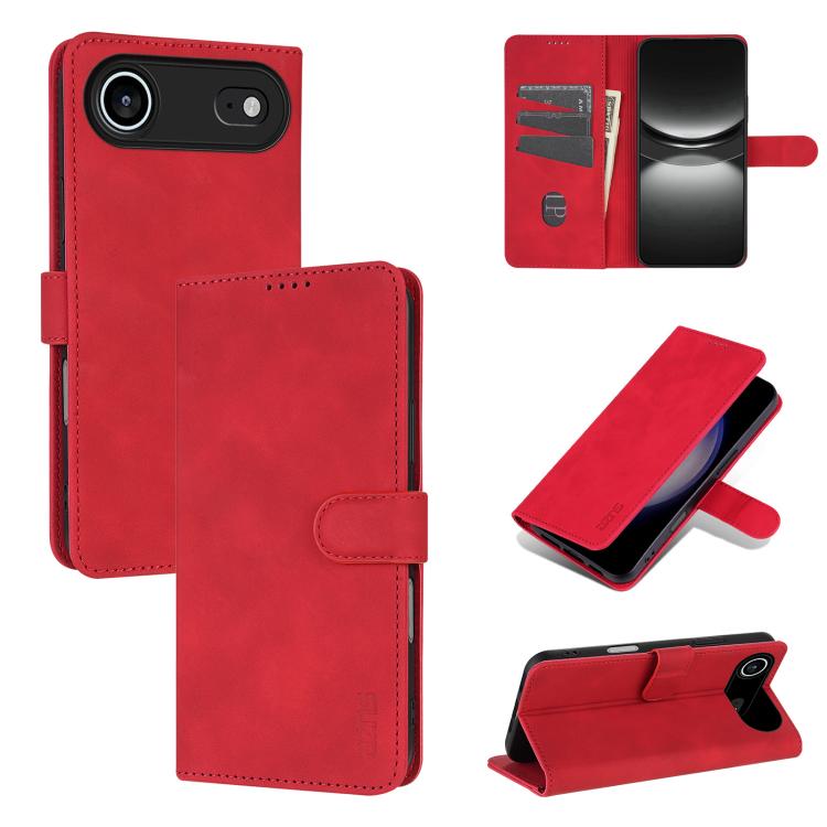 For iPhone Air AZNS Skin Feel Calf Texture Flip Leather Phone Case(Red)