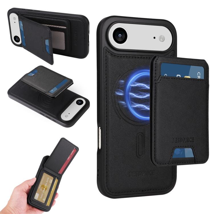 For iPhone Air BETOPNICE Vertical Flip Detachable MagSafe Wallet Phone Case(Black)