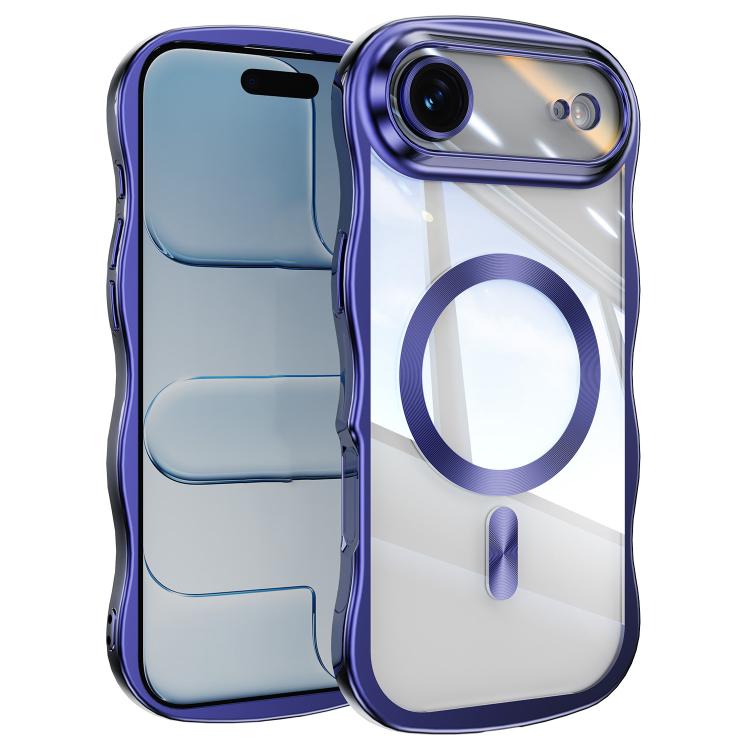 For iPhone Air Big Wave Electroplating MagSafe Magnetic Phone Case(Dark Purple)