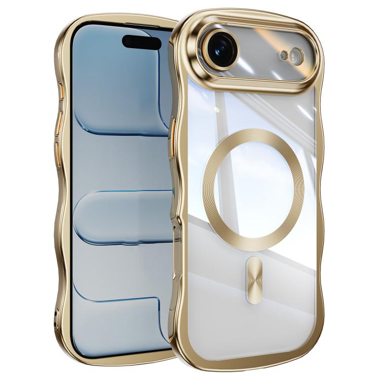 For iPhone Air Big Wave Electroplating MagSafe Magnetic Phone Case(Gold)