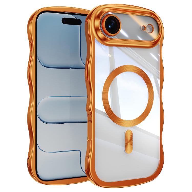 For iPhone Air Big Wave Electroplating MagSafe Magnetic Phone Case(Orange)