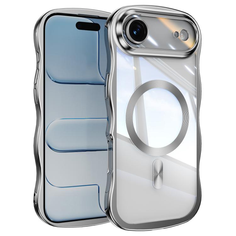 For iPhone Air Big Wave Electroplating MagSafe Magnetic Phone Case(Silver)