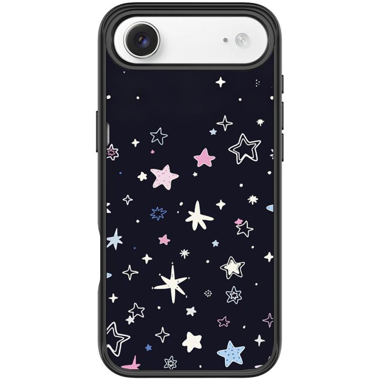 For iPhone Air Black Background Colorful Stars Pattern Magnetic Phone Case(Black)