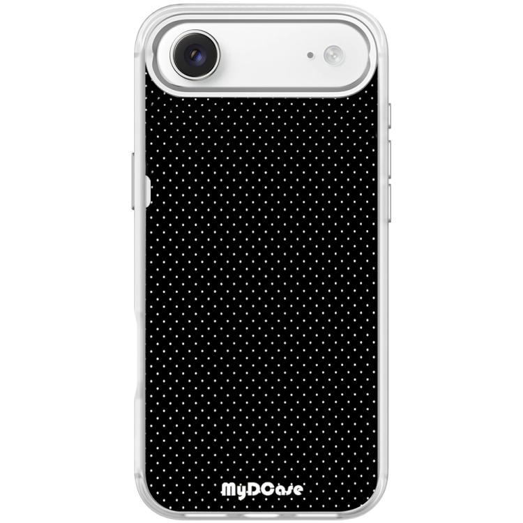 For iPhone Air Black Dots Pattern Magnetic Phone Case(Transparent White)
