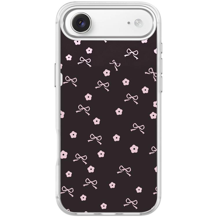 For iPhone Air Bow Flower Pattern Magnetic Phone Case(Transparent White)