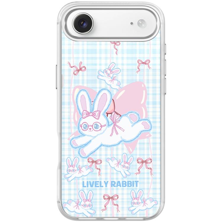 For iPhone Air Bow Rabbit Pattern Magnetic Phone Case(Transparent White)