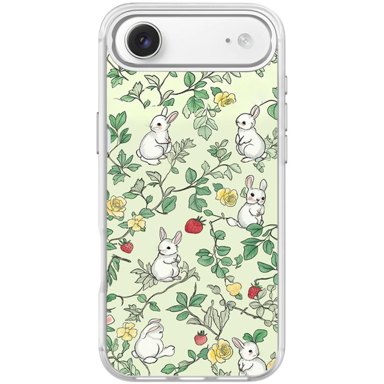 For iPhone Air Branch Rabbit Pattern Magnetic Phone Case(Transparent White)