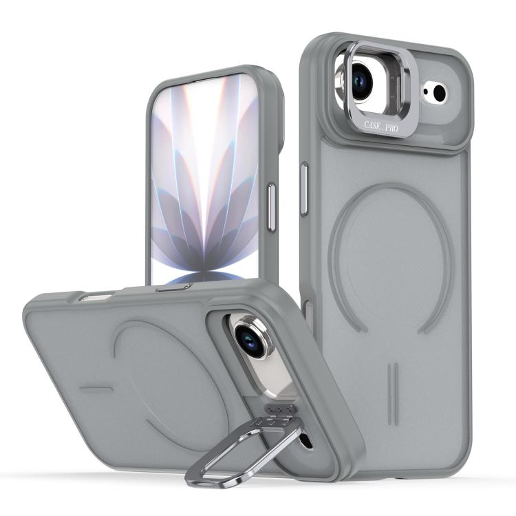 For iPhone Air Bright Color Frosted Skin-feel Camera Bracket Magsafe Phone Case(Grey)