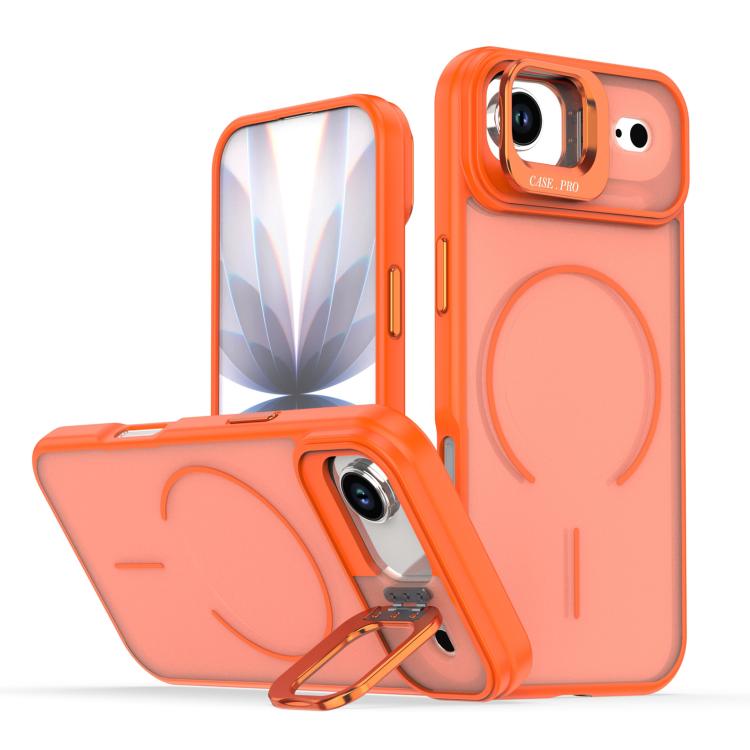 For iPhone Air Bright Color Frosted Skin-feel Camera Bracket Magsafe Phone Case(Orange)