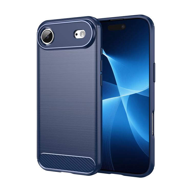 For iPhone Air Brushed Texture Carbon Fiber TPU Phone Case(Blue)