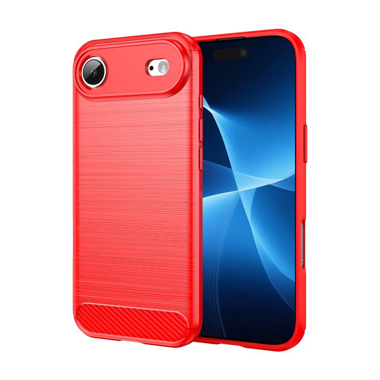 For iPhone Air Brushed Texture Carbon Fiber TPU Phone Case(Red)