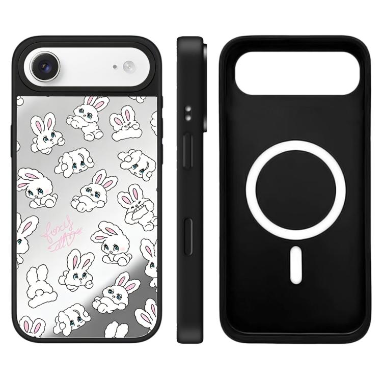 For iPhone Air Bunny Series Pattern Camera Control Button Mirror Magnetic Phone Case(Bunny Silver)