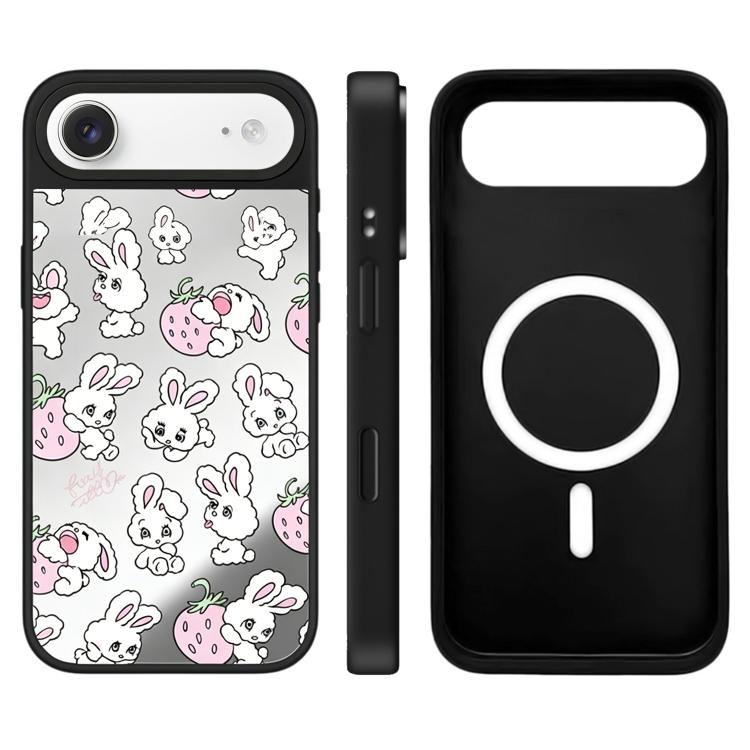 For iPhone Air Bunny Series Pattern Camera Control Button Mirror Magnetic Phone Case(Strawberry Bunny)