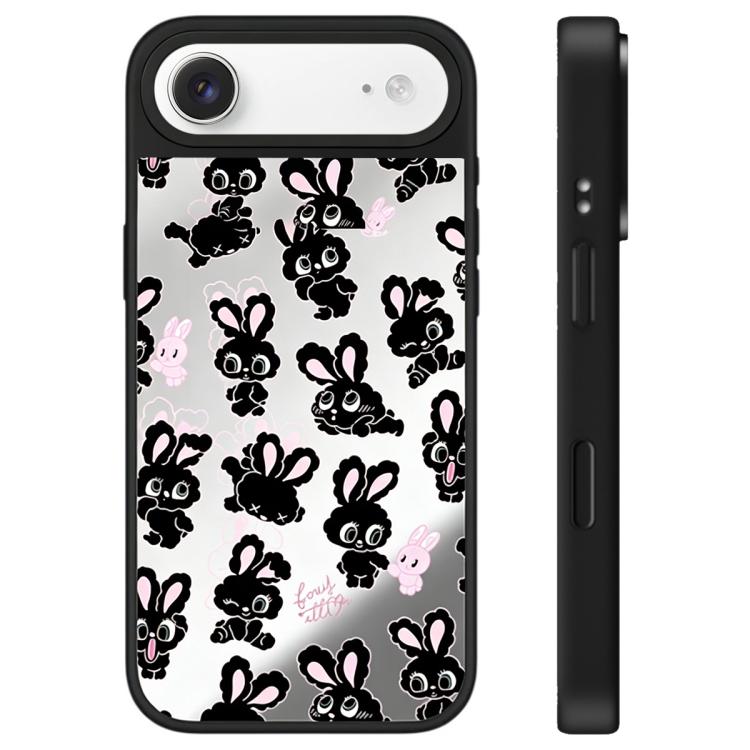 For iPhone Air Bunny Series Pattern Camera Control Button Mirror Phone Case(Black Bunny)