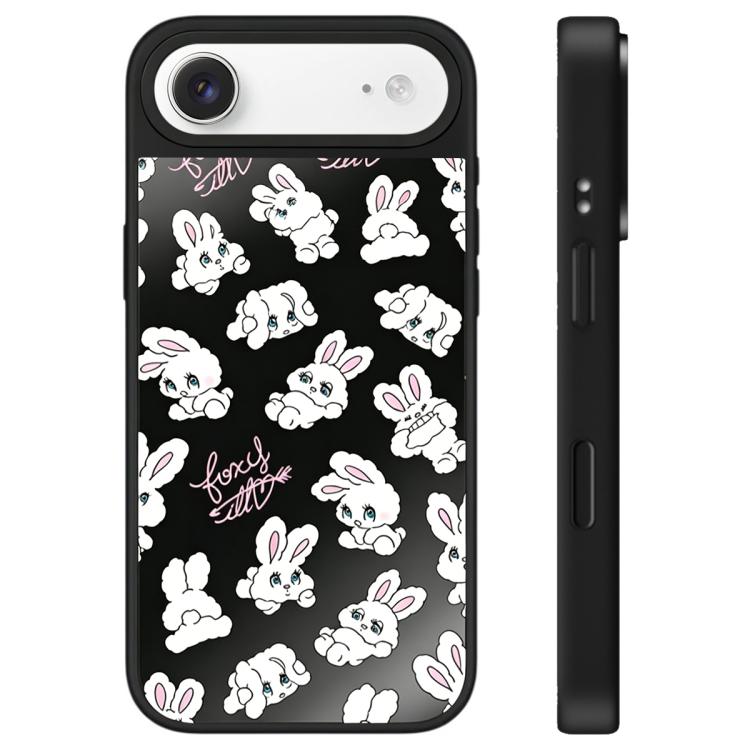 For iPhone Air Bunny Series Pattern Camera Control Button Mirror Phone Case(Bunny Black)