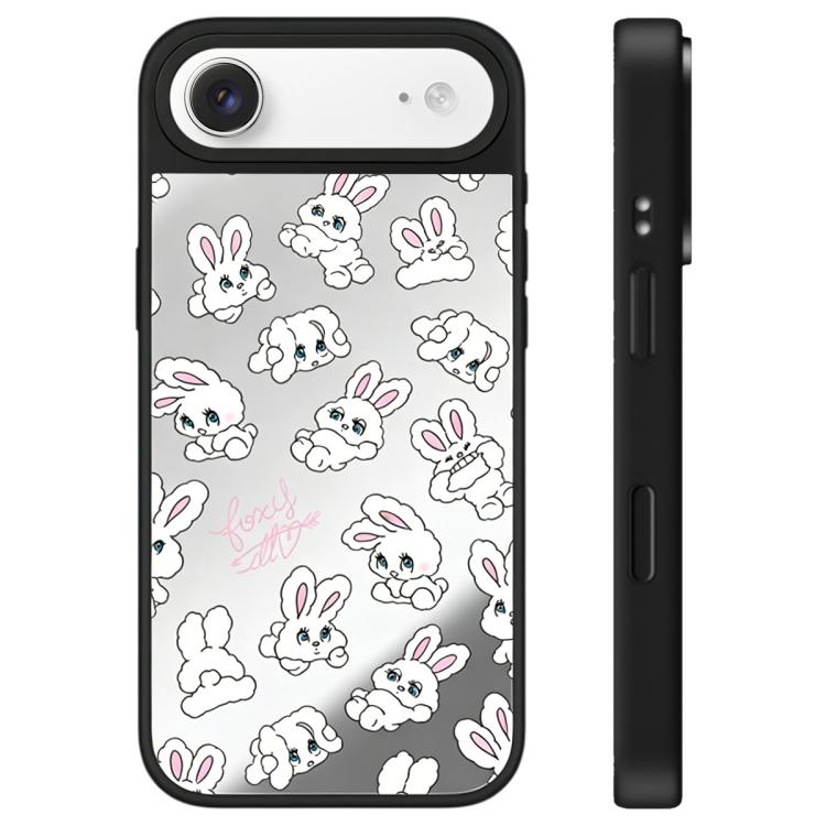 For iPhone Air Bunny Series Pattern Camera Control Button Mirror Phone Case(Bunny Silver)