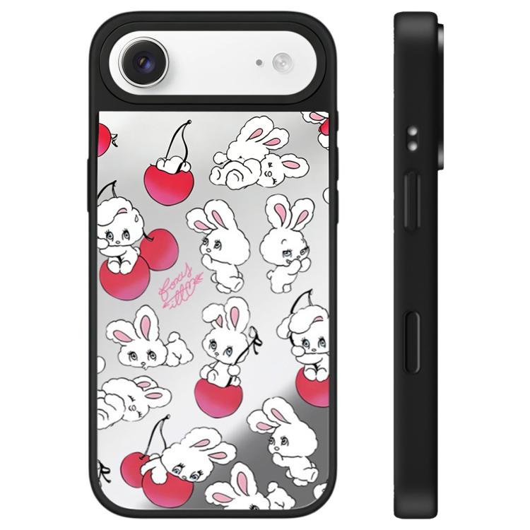 For iPhone Air Bunny Series Pattern Camera Control Button Mirror Phone Case(Cherry White Bunny)