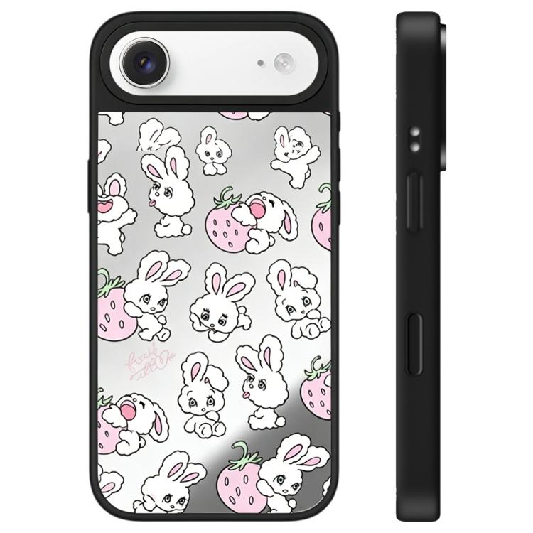 For iPhone Air Bunny Series Pattern Camera Control Button Mirror Phone Case(Strawberry Bunny)