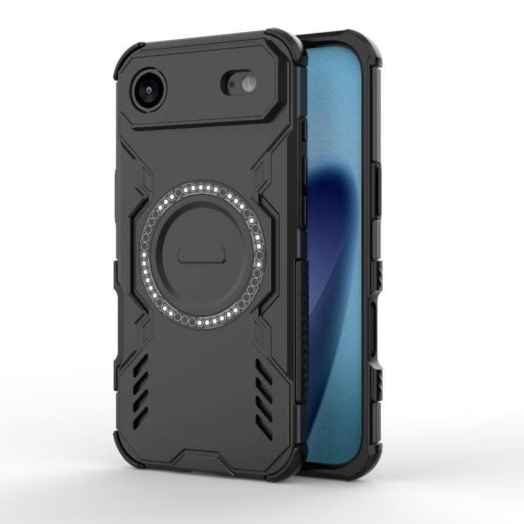 For iPhone Air Butterfly Armor MagSafe Magnetic Ring Shockproof Phone Case(Black)