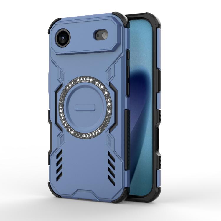 For iPhone Air Butterfly Armor MagSafe Magnetic Ring Shockproof Phone Case(Blue)