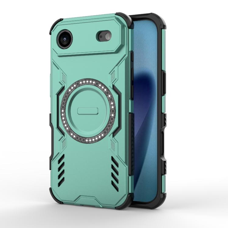 For iPhone Air Butterfly Armor MagSafe Magnetic Ring Shockproof Phone Case(Light Green)