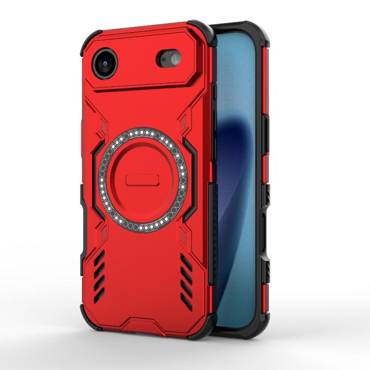 For iPhone Air Butterfly Armor MagSafe Magnetic Ring Shockproof Phone Case(Red)
