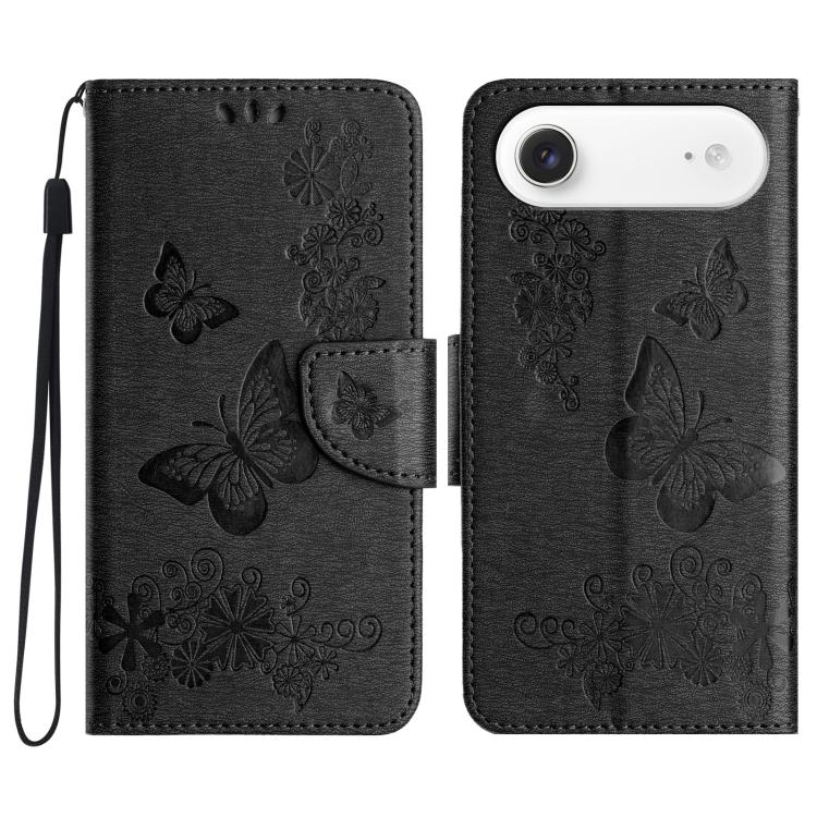 For iPhone Air Butterfly Embossed Flip Leather Phone Case(Black)