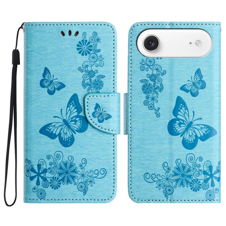 For iPhone Air Butterfly Embossed Flip Leather Phone Case(Blue)
