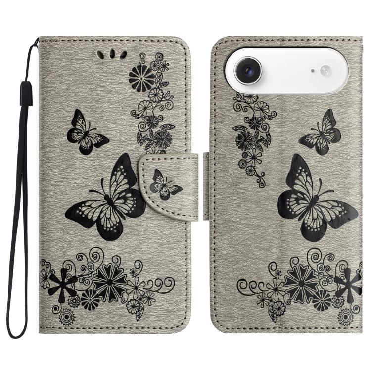 For iPhone Air Butterfly Embossed Flip Leather Phone Case(Grey)