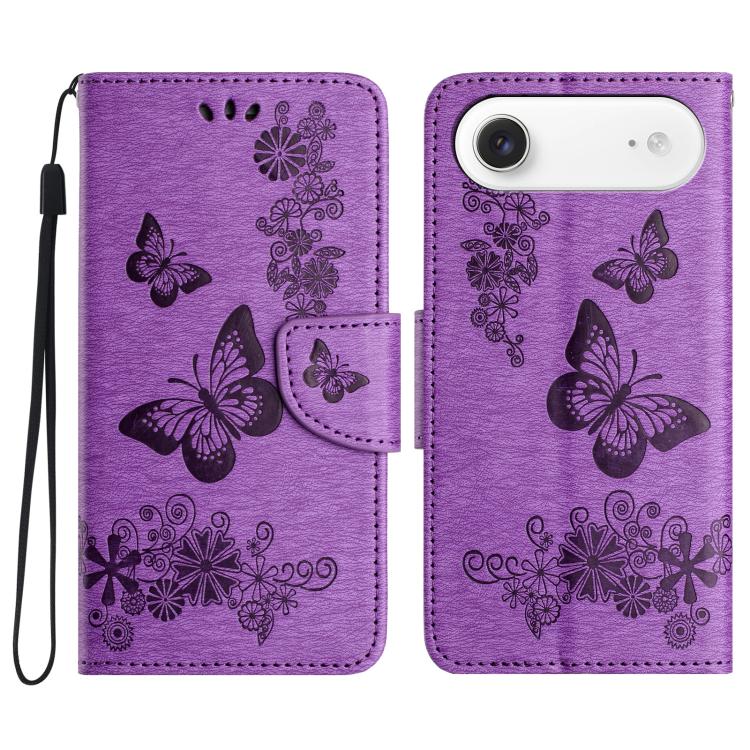 For iPhone Air Butterfly Embossed Flip Leather Phone Case(Purple)