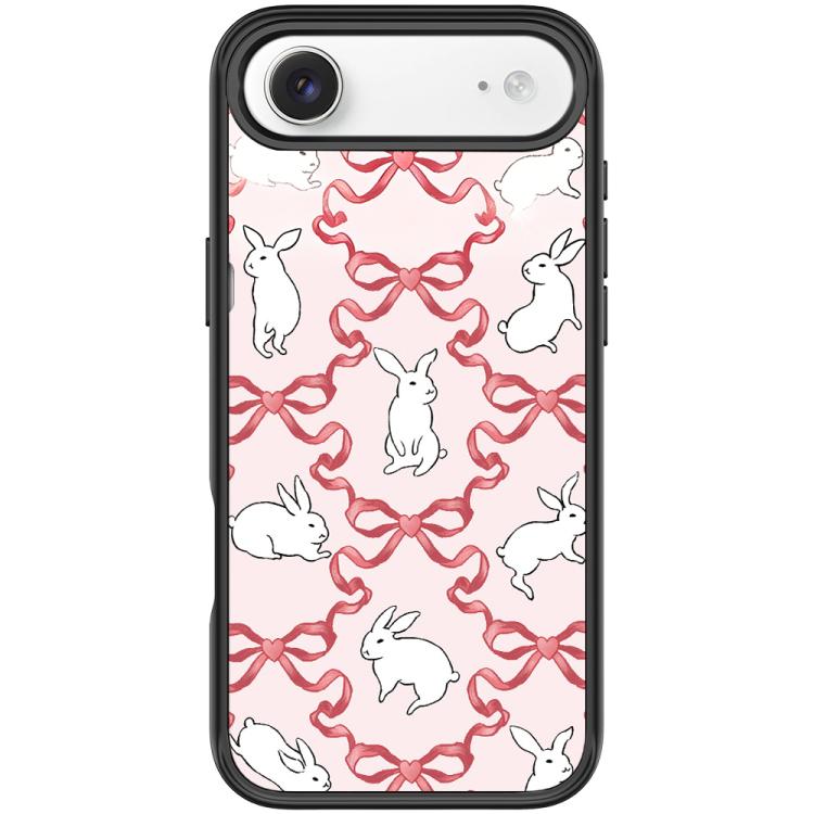 For iPhone Air Butterfly Knot White Rabbit Pattern Magnetic Phone Case(Black)