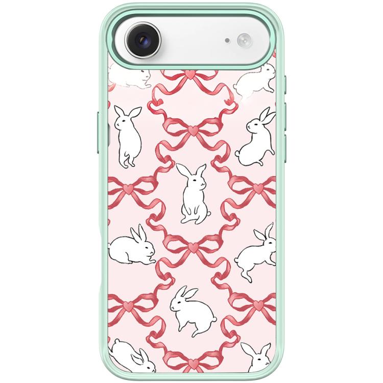 For iPhone Air Butterfly Knot White Rabbit Pattern Magnetic Phone Case(Light Green)