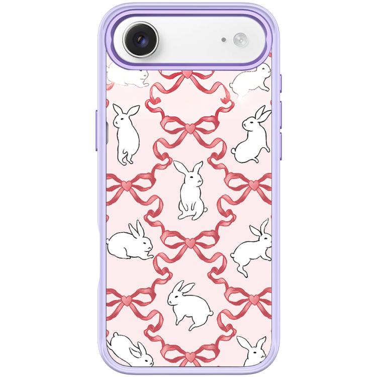 For iPhone Air Butterfly Knot White Rabbit Pattern Magnetic Phone Case(Light Purple)