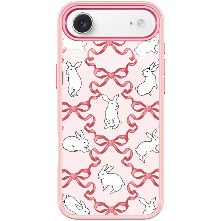 For iPhone Air Butterfly Knot White Rabbit Pattern Magnetic Phone Case(Pink)